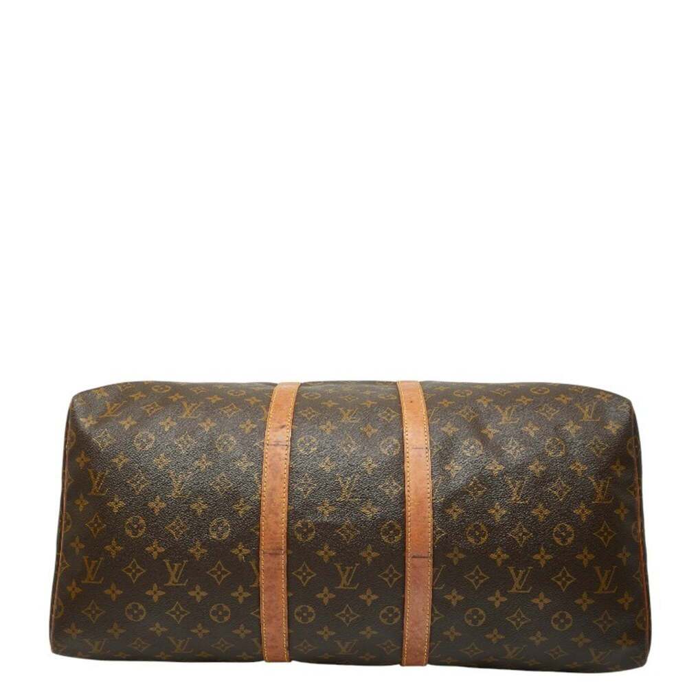 LOUIS VUITTON Authentic Brown Monogram Leather Keepall 55 Boston Bag - Picture 3 of 16